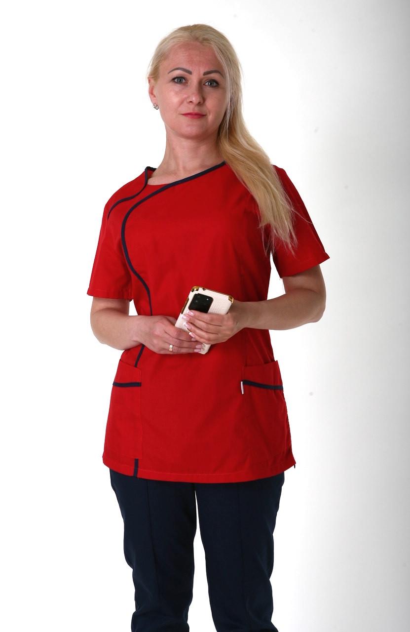 Костюм медицинский женский Health Life 22123 батист р. 43 Красный с синим