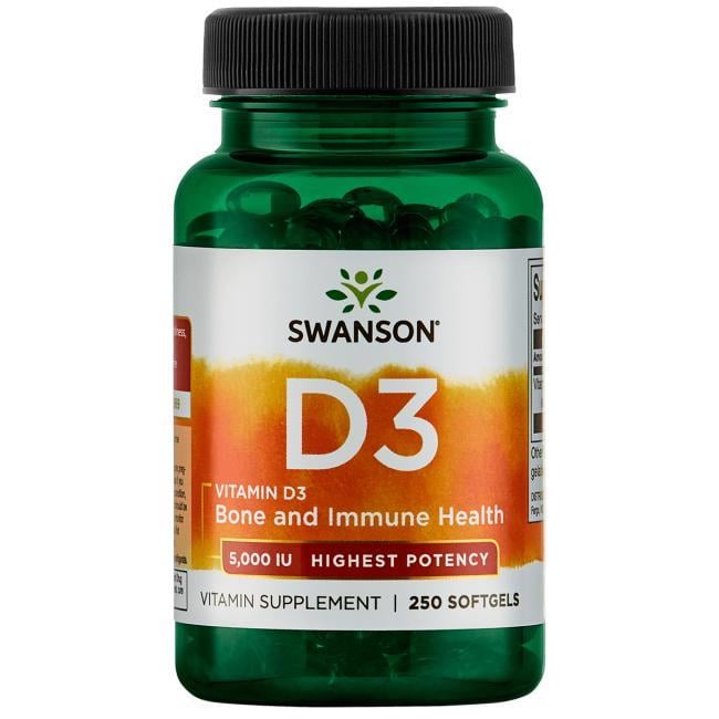 Витамин D Swanson Vitamin D3 Hignest 5000IU 125mcg 250 Softgels (SWA-11371)