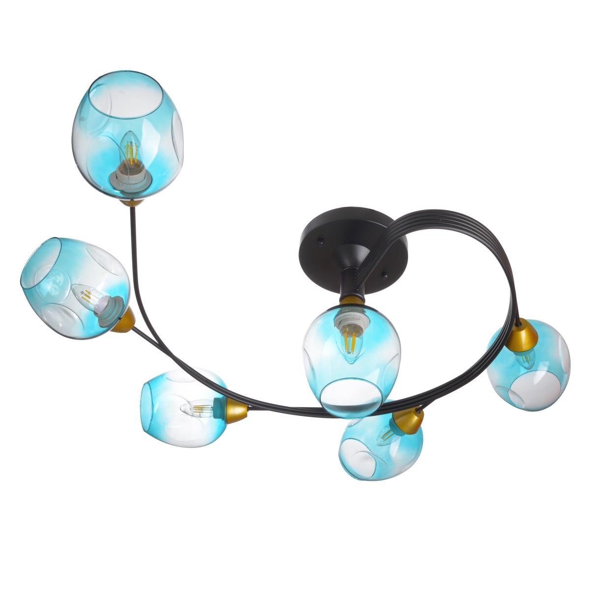 Люстра Brille черная на 6 лампочек BR-01 611C/6 E27 BK/BL