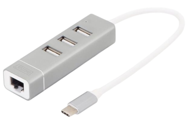 Концентратор USB Digitus Type-C 3xUSB Fast Ethernet - фото 1