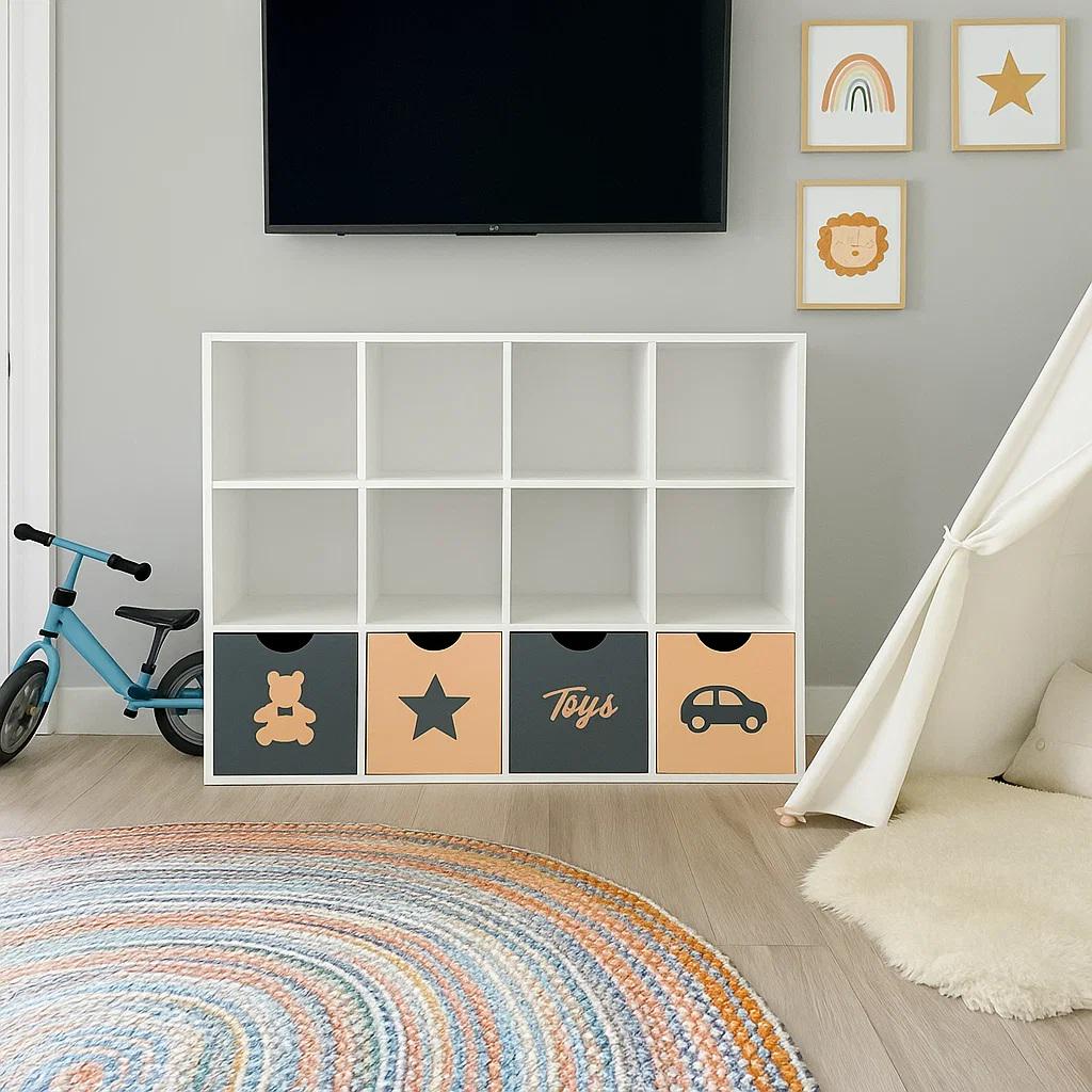 Стеллаж для детских игрушек и книг Gap ST12 ST12 на 12 ячеек 128х30х97 см Gold/Grey