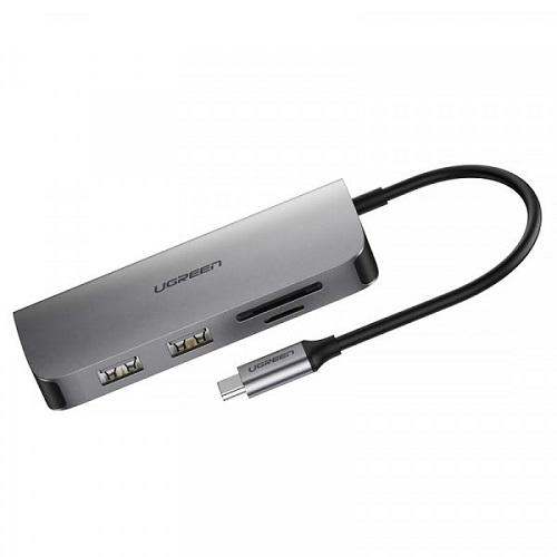 Док-станция UGreen CM212 USB3.0 Type-C USB 3.0x2/HDMI/RJ45/SD/TF/PD 50852 Серый - фото 4