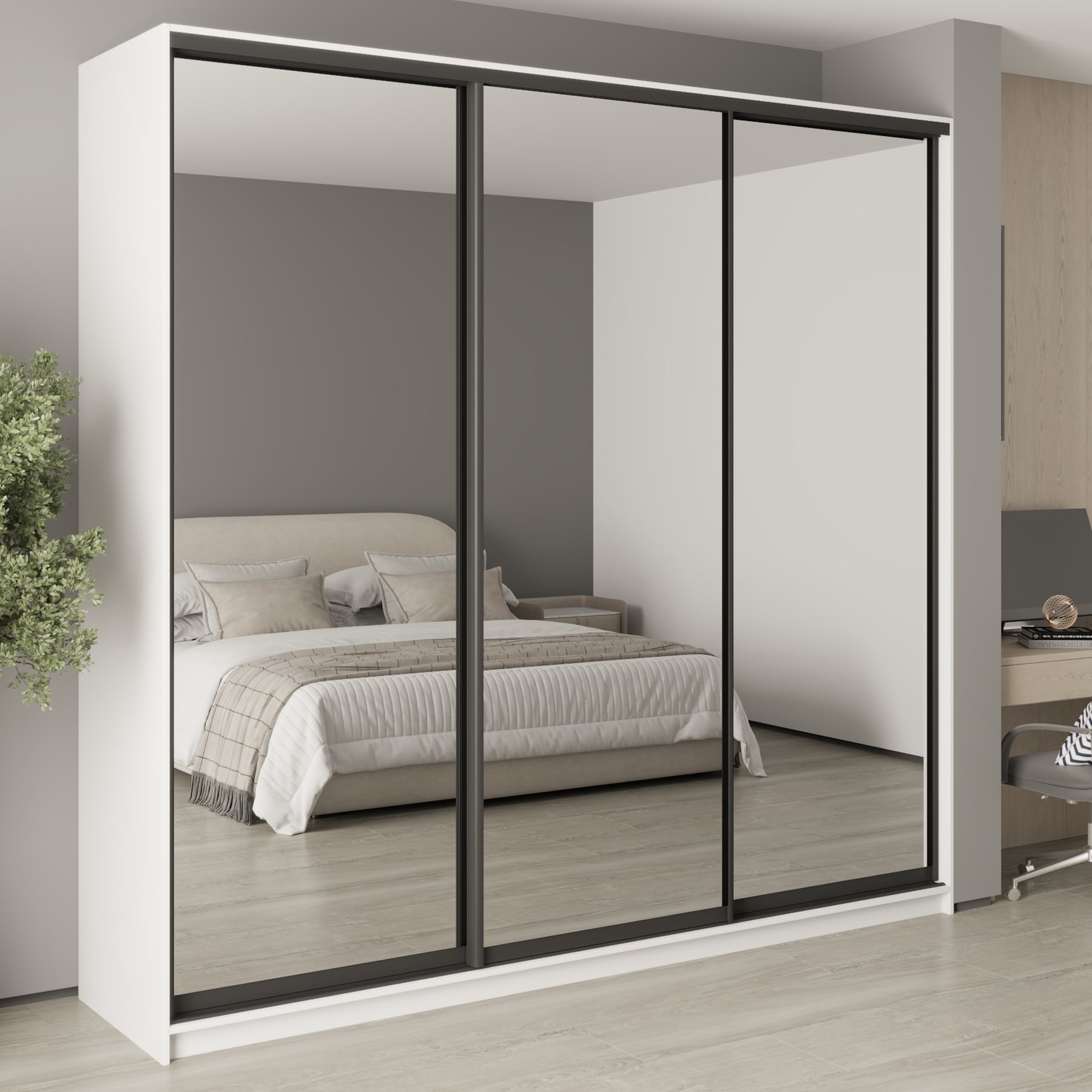 Шкаф-купе трехдверный Mebel Star Комбо BG MBS-9775 250х45х240 см Аляска белый (1009764) Шкаф-купе трехдверный Mebel Star Комбо BG MBS-9775 250х45х240 см Аляска белый (1009764)