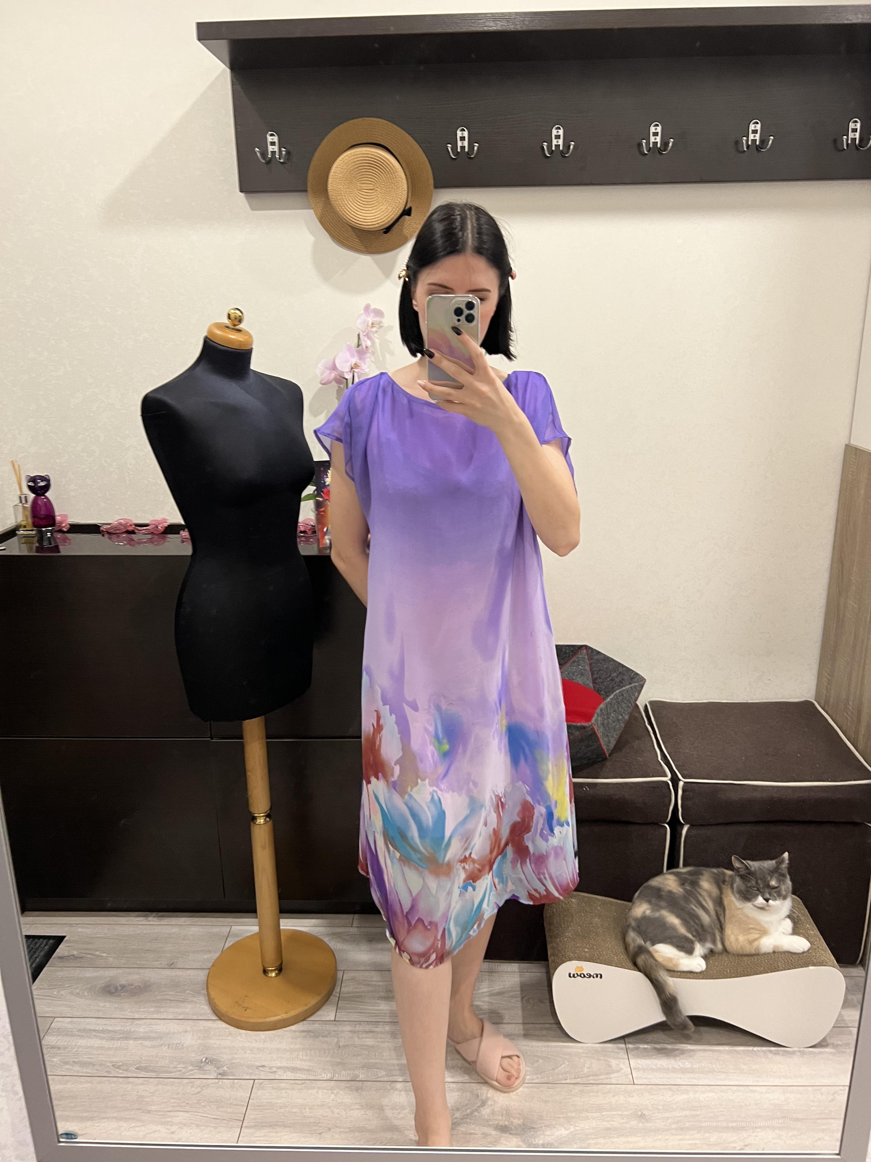 Сарафан з абстрактним квітковим принтом 3XL Фіолетовий - фото 3