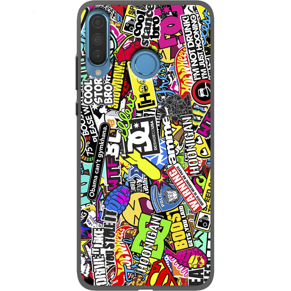 Чехол Boxface Huawei P30 Lite Multicolored Inscriptions Черный силикон (36871-up880-37511)