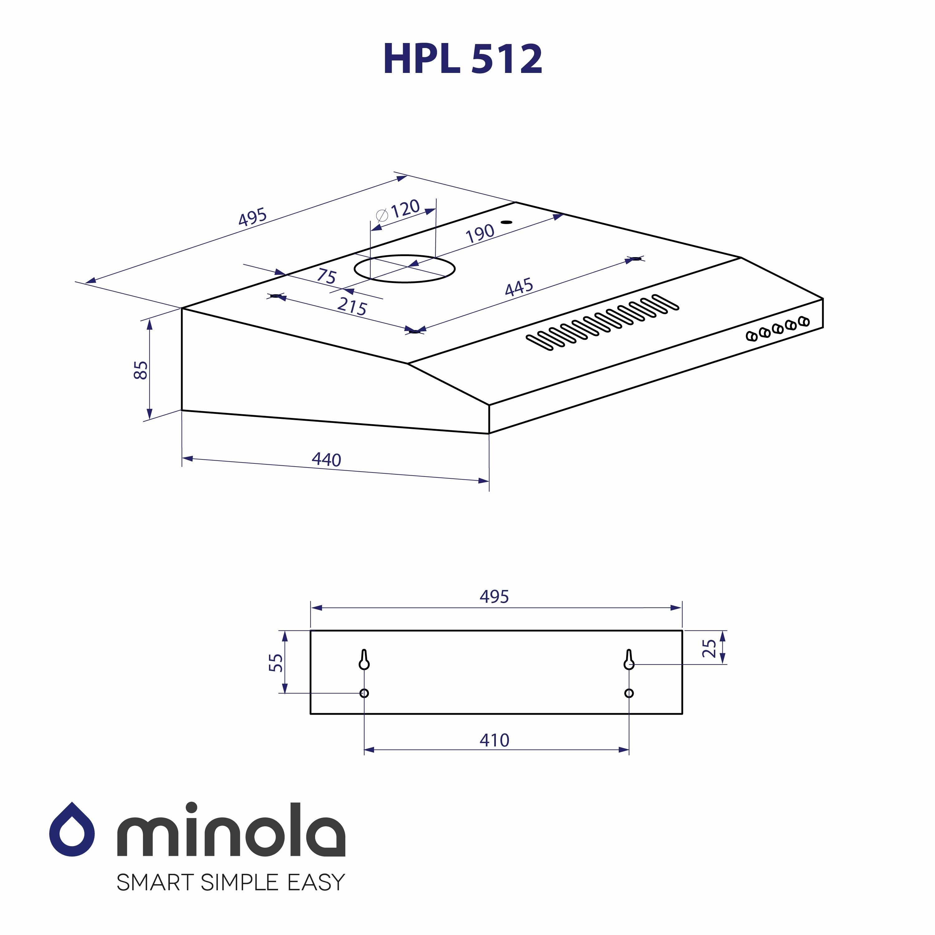 Витяжка Minola HPL 512 BL плоска (29590) - фото 9