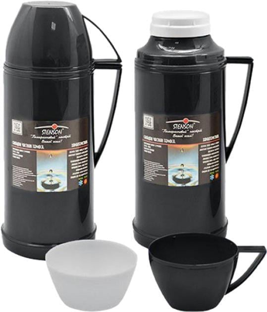 Термос бытовой со стеклянной колбой 1 л Черный - фото 2 Термос бытовой со стеклянной колбой 1 л Черный - фото 2