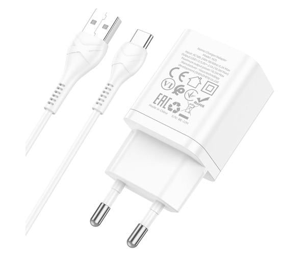 Пристрій мережевий зарядний Hoco N25 2USB/2,1 A/USB Type-C White