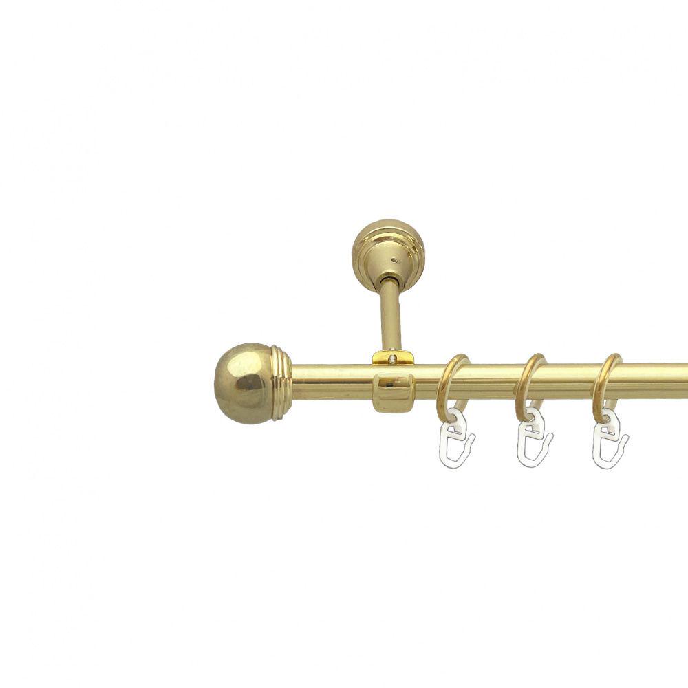 Карниз металлический Orvit Тогда Макс однорядный открытый/гладкая труба/кольцо металлическое Золото 16 мм 160 см (00-00014139)