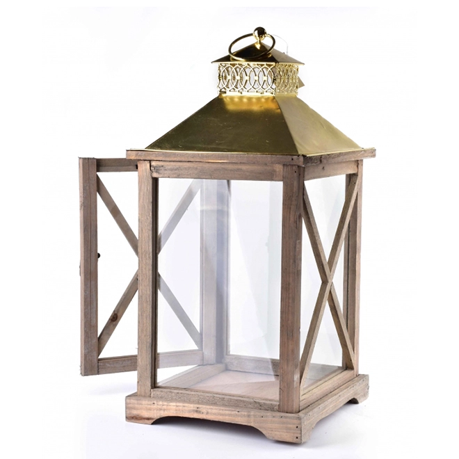 Підсвічник-ліхтар дерев'яний Levi Natural HTO1676 (35245) - фото 2