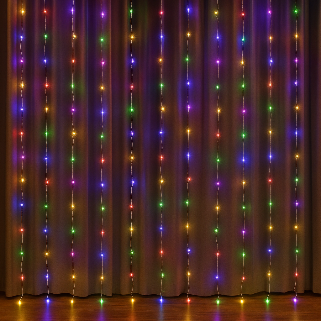Гирлянда штора светодиодная Роса Garlando Pro 200 LED 3х2 м 8 режимов Разноцветный (173301ML)