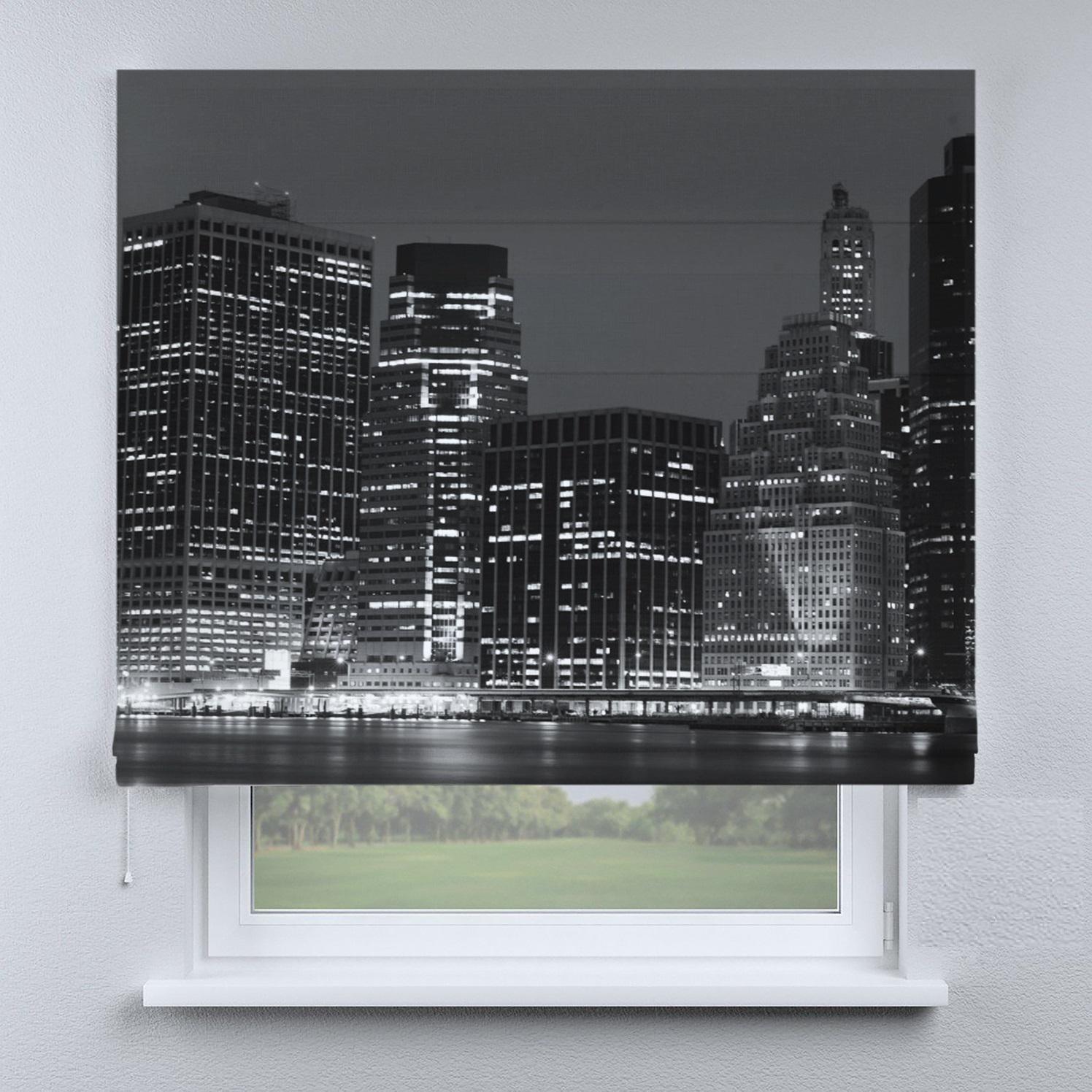 Римская штора Веревочный карниз Wenster ДВ 15-15-21 Город Black&White 215х170 см Черный (61692187)