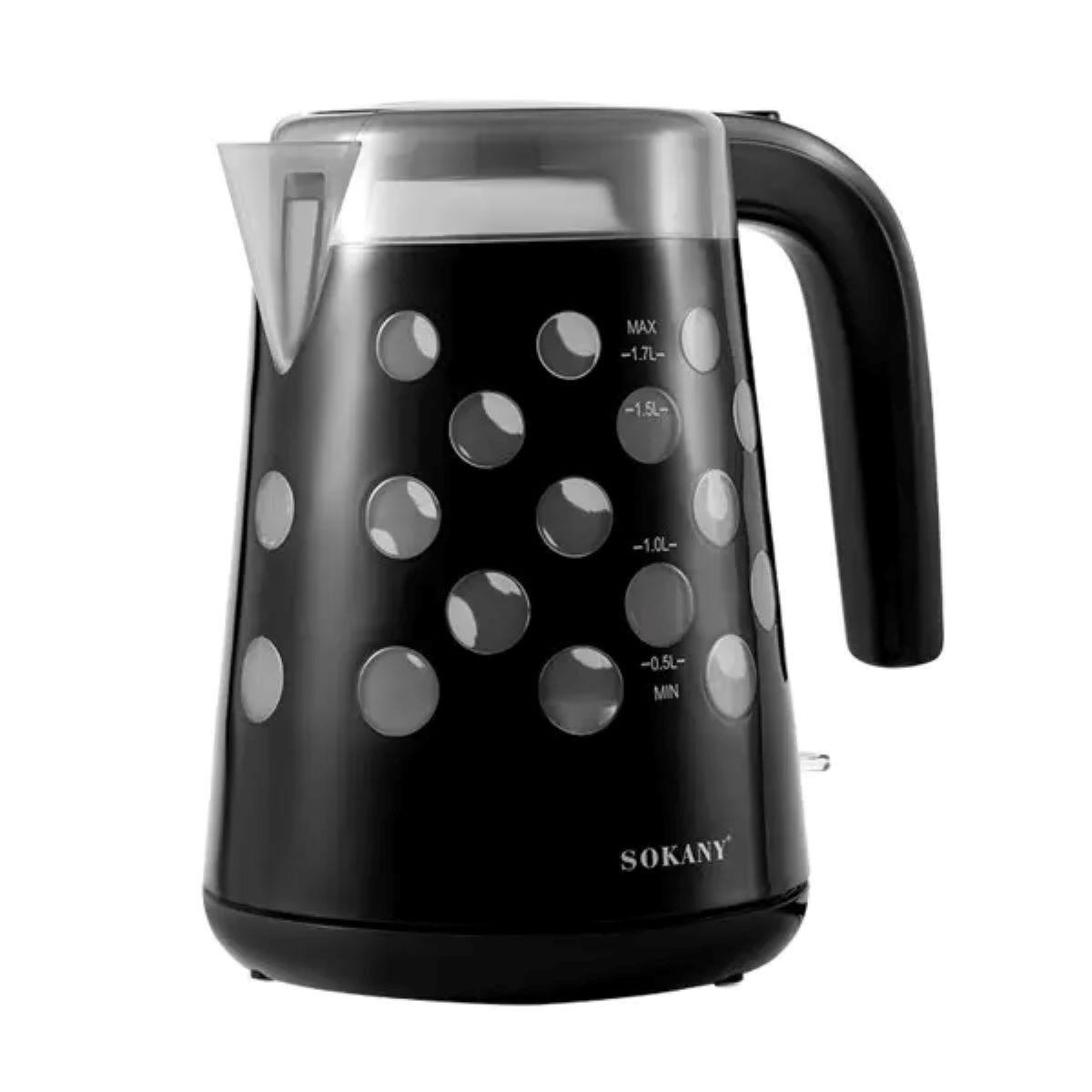 Чайник электрический Sokany бесшумный дисковый 1850 Вт 1,7 л Черный (3737)