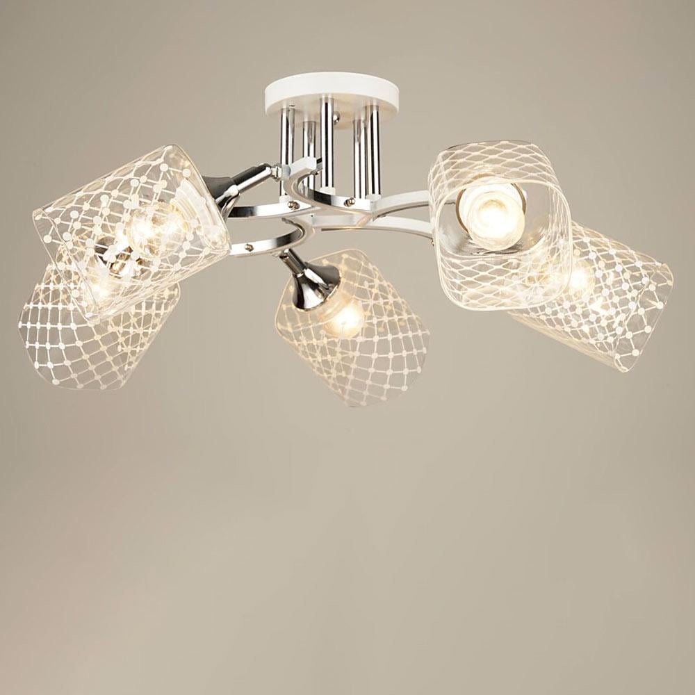 Люстра потолочная Light House SRS-20822/5 WT+CH Белый/Хром