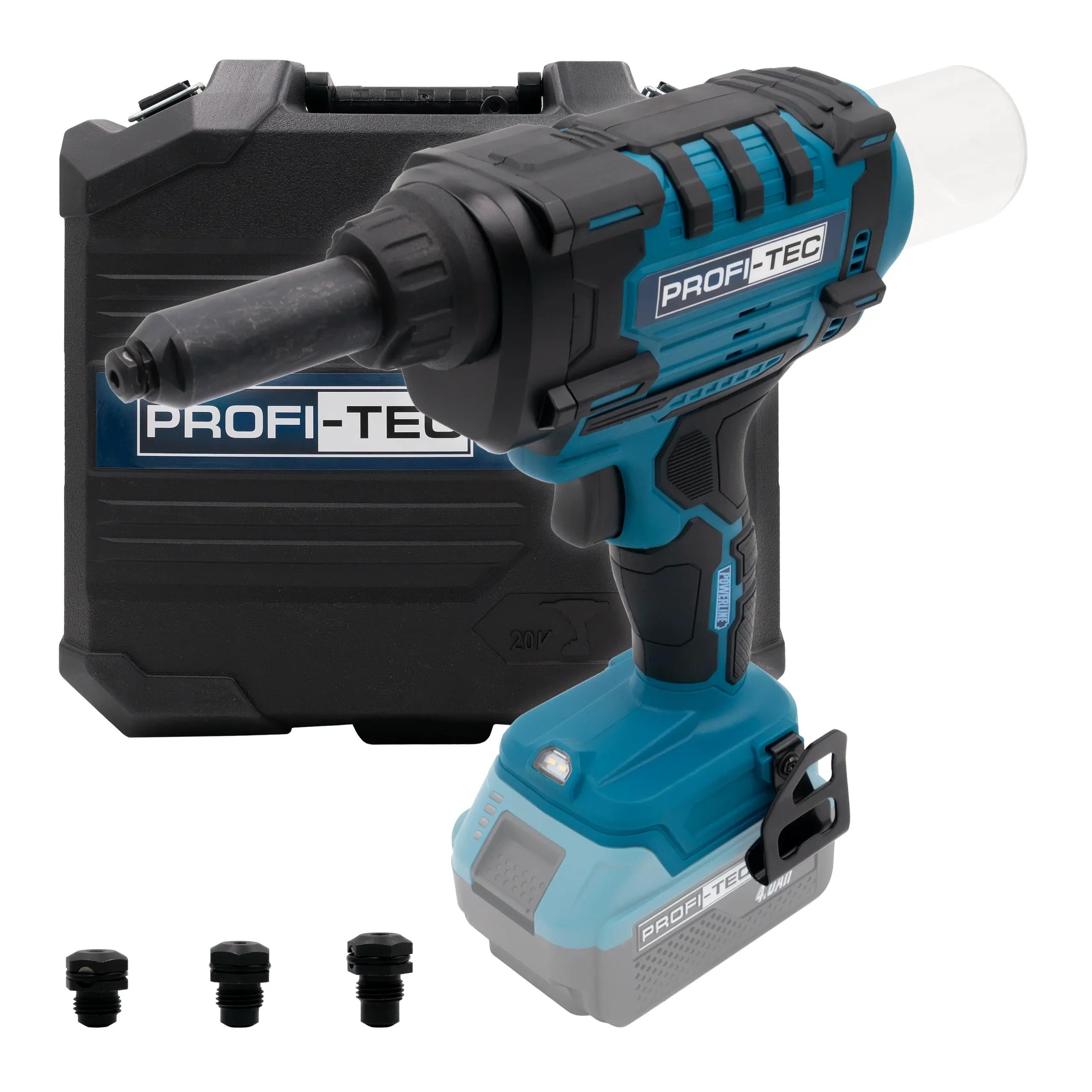 Пистолет аккумуляторный заклепочный PROFI-TEC PRG1020 POWERLine без аккумулятора и зарядного устройства Синий (GR-06620)