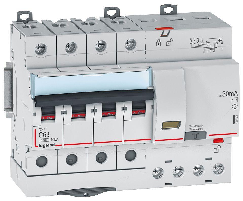 Дифавтомат Legrand 63А 30mA 6кА 4 полюса тип C тип АС 411192 DX3 (41913)