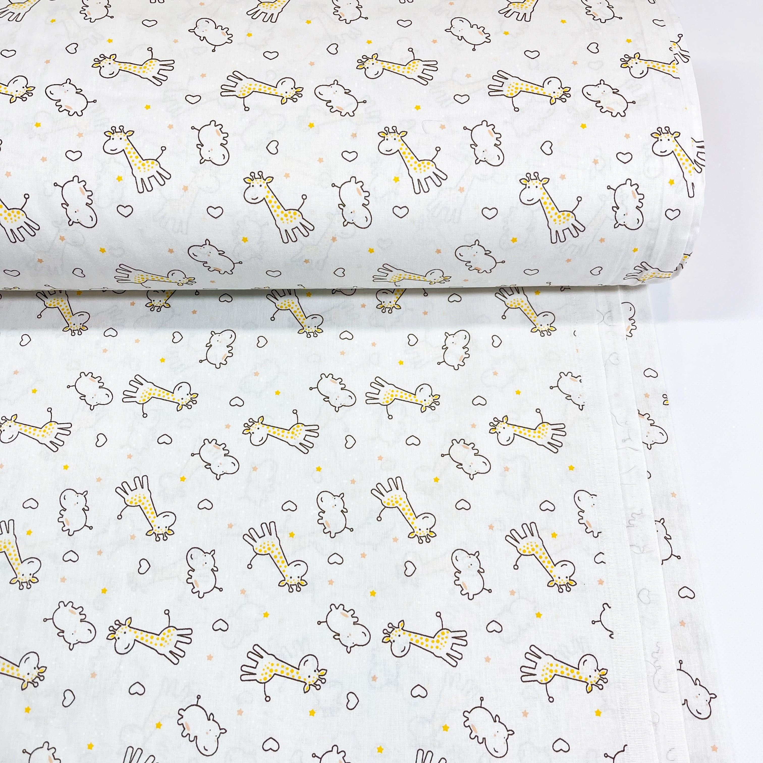 Ткань для постельного белья ранфорс жирафы и бегемоты 240 см (G-4541/5 00968)