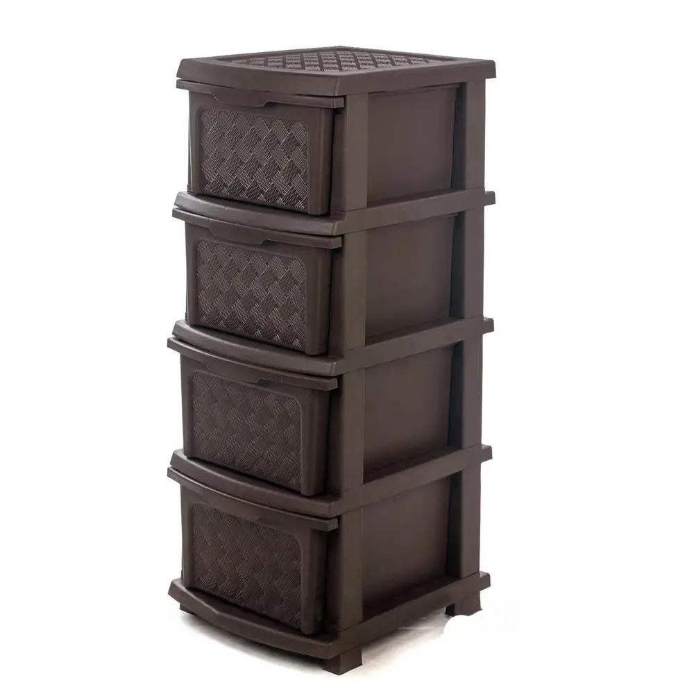 Комод пластиковый R-Plastic Компакт плюс 4 яруса 86x40x34 см Шоколадный Комод пластиковый R-Plastic Компакт плюс 4 яруса 86x40x34 см Шоколадный