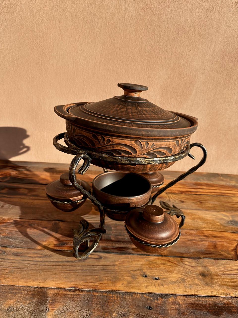 Садж Жарівня із червоної глини з соусницями - фото 4 Садж Жарівня із червоної глини з соусницями - фото 4