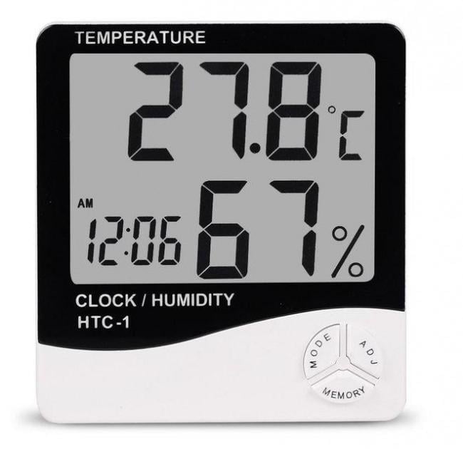 Домашня цифрова метеостанція HTC-1 з годинником та будильником