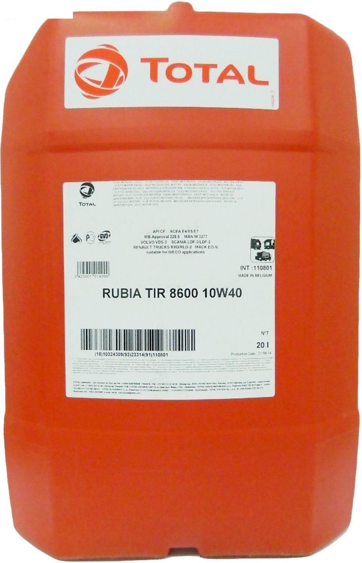 Масло моторное Total Rubia TIR 8600 10W-40 20 л