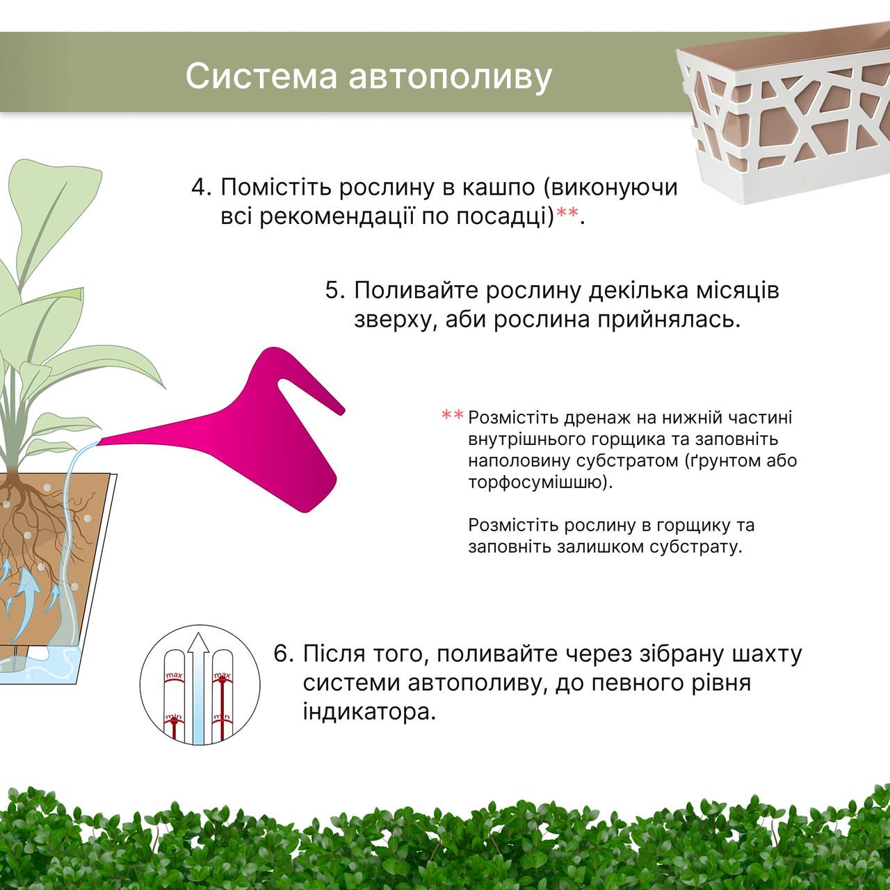 Вазон Idel Flowerbox 40 см 9,4 л Коричневый/Белый (730027 Line) - фото 7