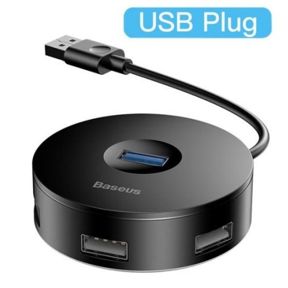 USB хаб BASEUS 1 USB 3,0+3 USB 2,0 кабель 14 см с подсветкой - фото 4