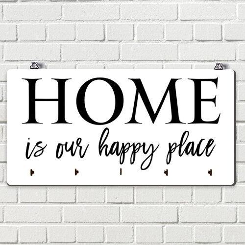 Ключница настенная Presentville горизонтальная "Home is our happy place" (KEDM_20F004)