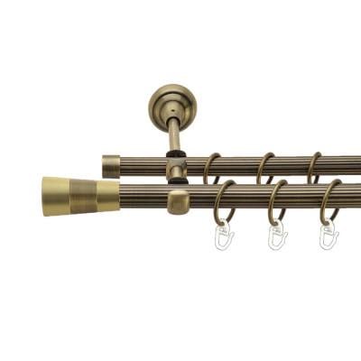 Карниз металлический Orvit Валлео двухрядный рифленый 19/16 мм 240 см Антик (000-9916)