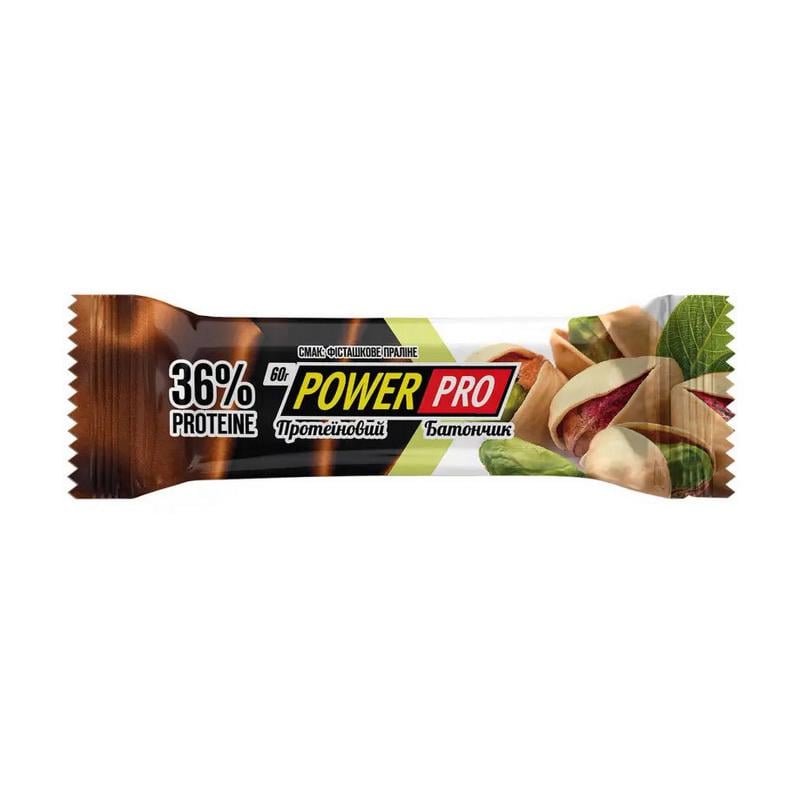Протеїновий батончик 21 г білка Power Pro 36% 60 г Фісташкове праліне