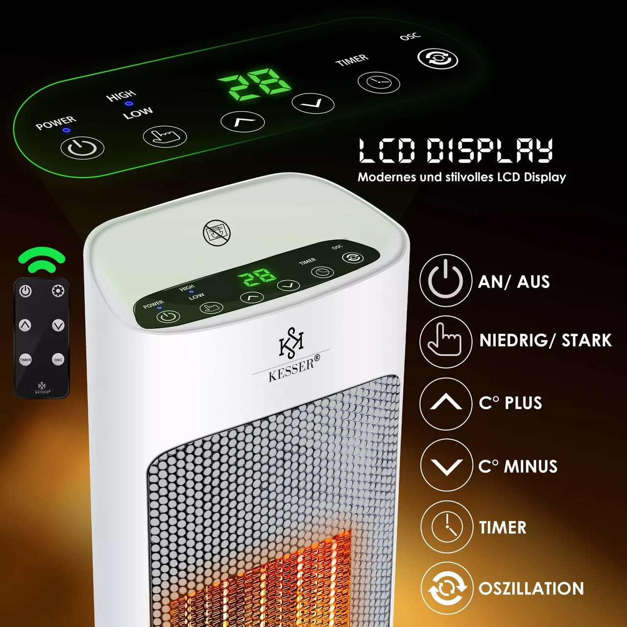 Инфракрасный обогреватель KESSER керамический 2000 Вт 52x9x19 см - фото 4 Инфракрасный обогреватель KESSER керамический 2000 Вт 52x9x19 см - фото 4