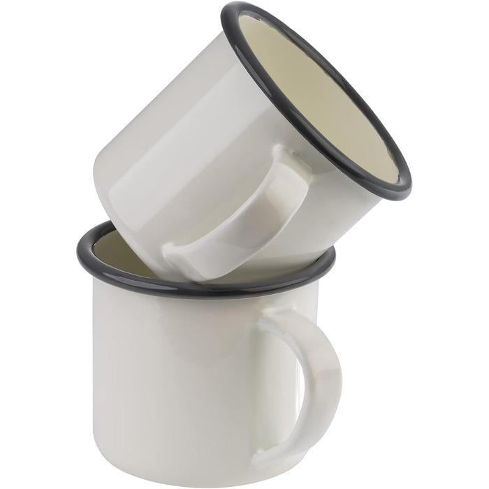 Набір кухлів емальованих Emaille APS 2 шт. 350 мл з сірим обідком Кремово-білий (2668853)