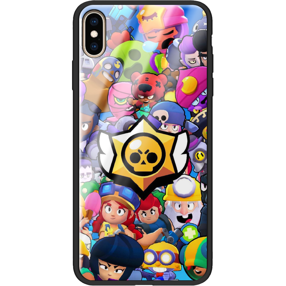 Чехол Boxface iPhone XS Max Brawl Stars Черный силикон со стеклом (35321-up2389-37735)