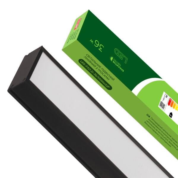 Светильник LED подвесной линейный Eurolamp с тросами 36W 5000K 1,2 м Черный (LED-FX(1.2)-36/50(black)P)