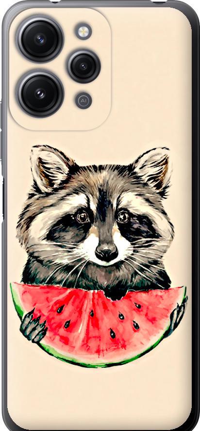 Чехол на Xiaomi Redmi 12 Енотик с арбузом (4605u-3114-42517)