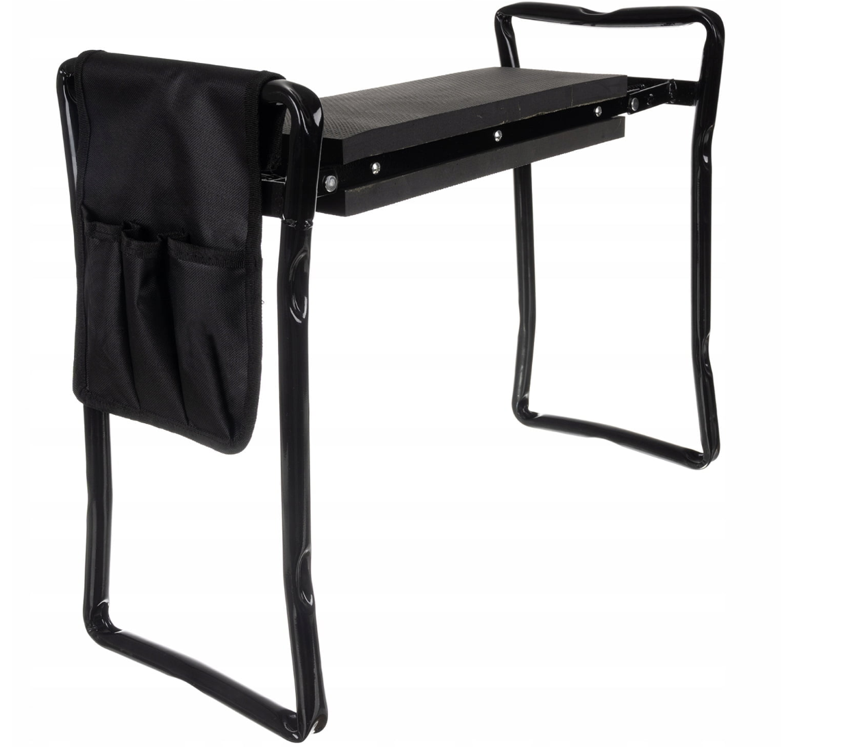 Табурет скамейка складной садовый Kraft&Dele KD10634 с органайзером для садовых инструментов Черный