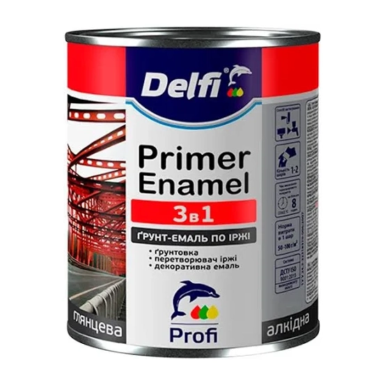 Грунт-емаль Delfi по іржі 3в1 матова 2.8 кг Хакі