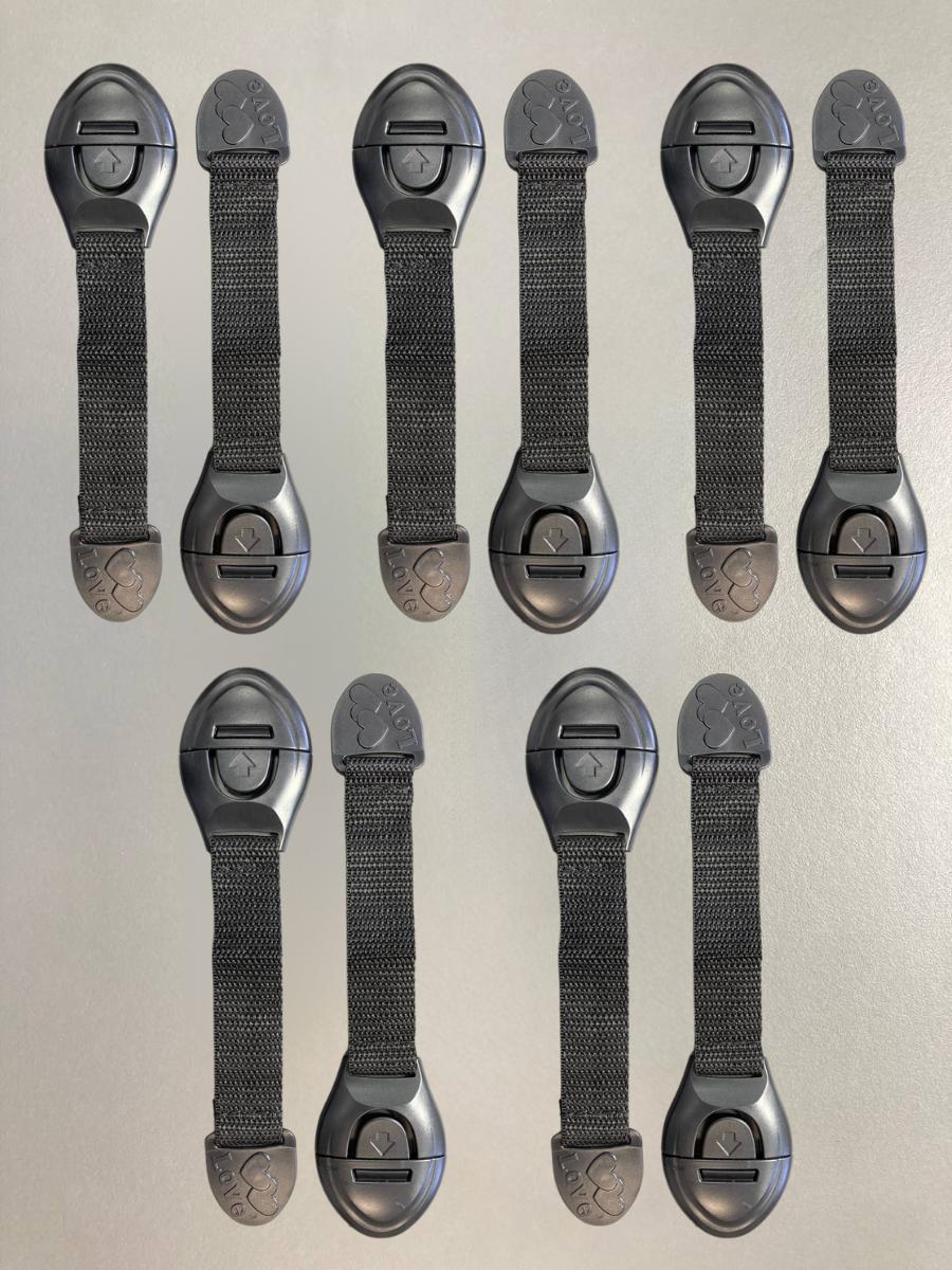 Фіксатор захисний для дверцят і шухляд гнучкий комплект захисту в будинок 10 шт. Чорний (50011/10)