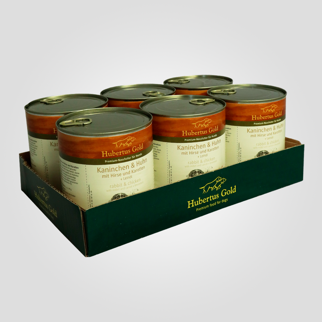 Консерва для собак Hubertus Gold Kaninchen&Huhn кролик и курица с просом и морковью 800 г 6 шт. (20505479)