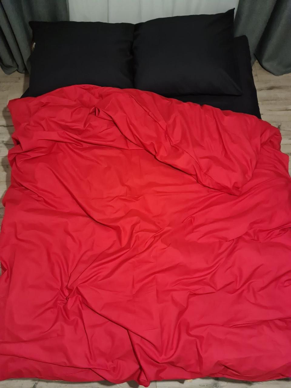 Комплект постельного белья евро Ranforce Красно-черный (14931)