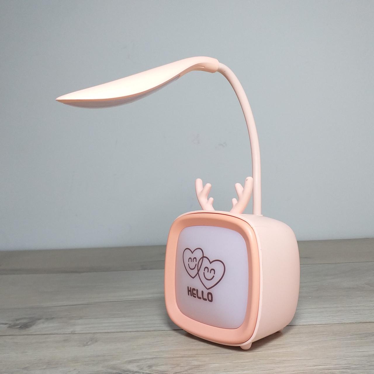 Лампа аккумуляторная настольная USB Hello 400 mAh Розовый (KG-12086) - фото 7