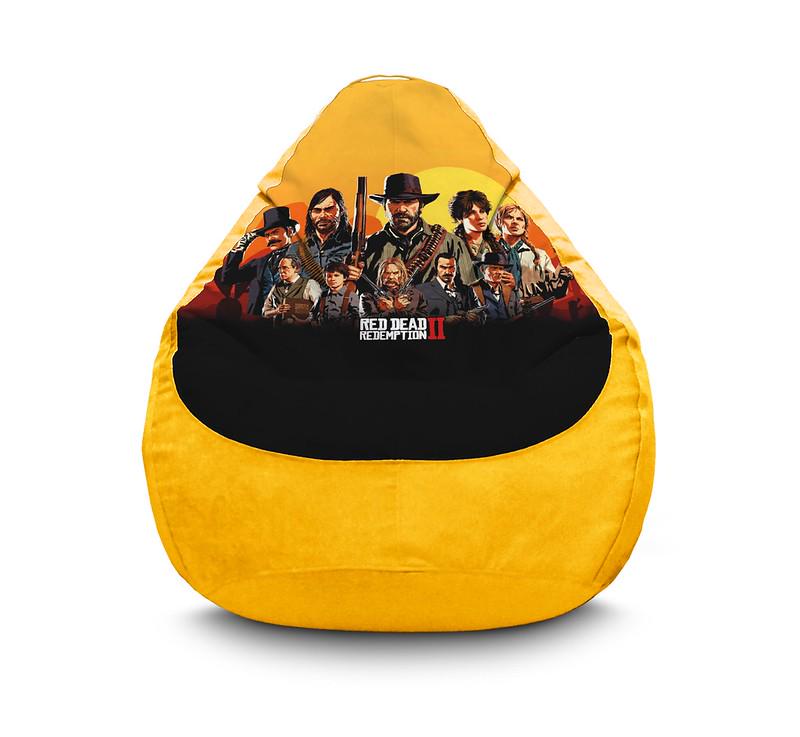 Кресло мешок iPuff RDR 2 Van der Linde gang Флок XL 80x110 см Желтый