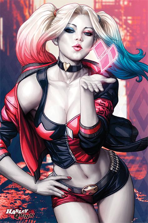 Постер плакат Бэтмен/Batman Harley Quinn Kiss 61x91,5 см