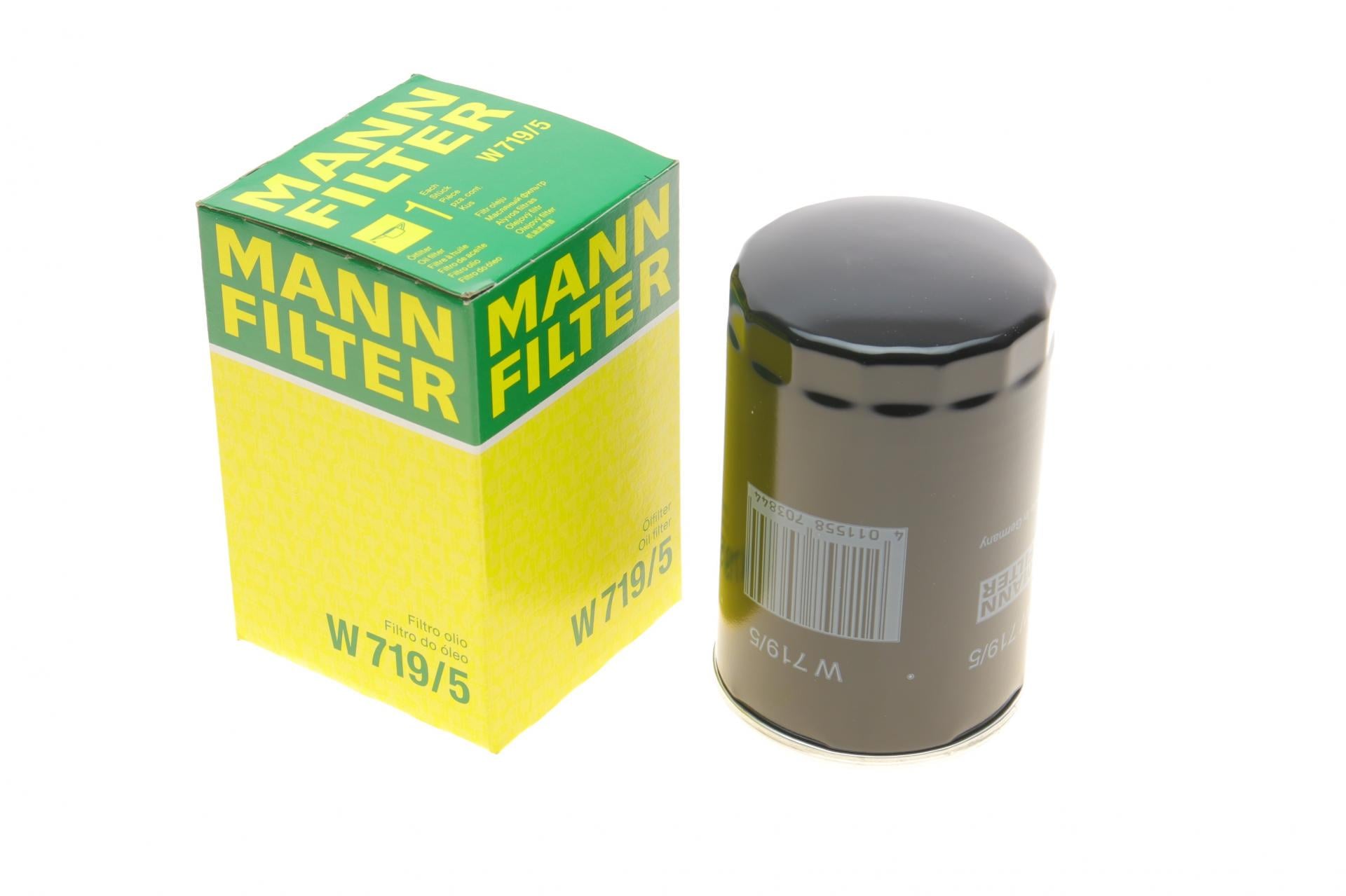 Фильтр масляный Mann-Filter для VW Caddy/Golf I/II/III/Passat -96/Audi 80/100 -94/A6 -97 бензин (W 719/5)