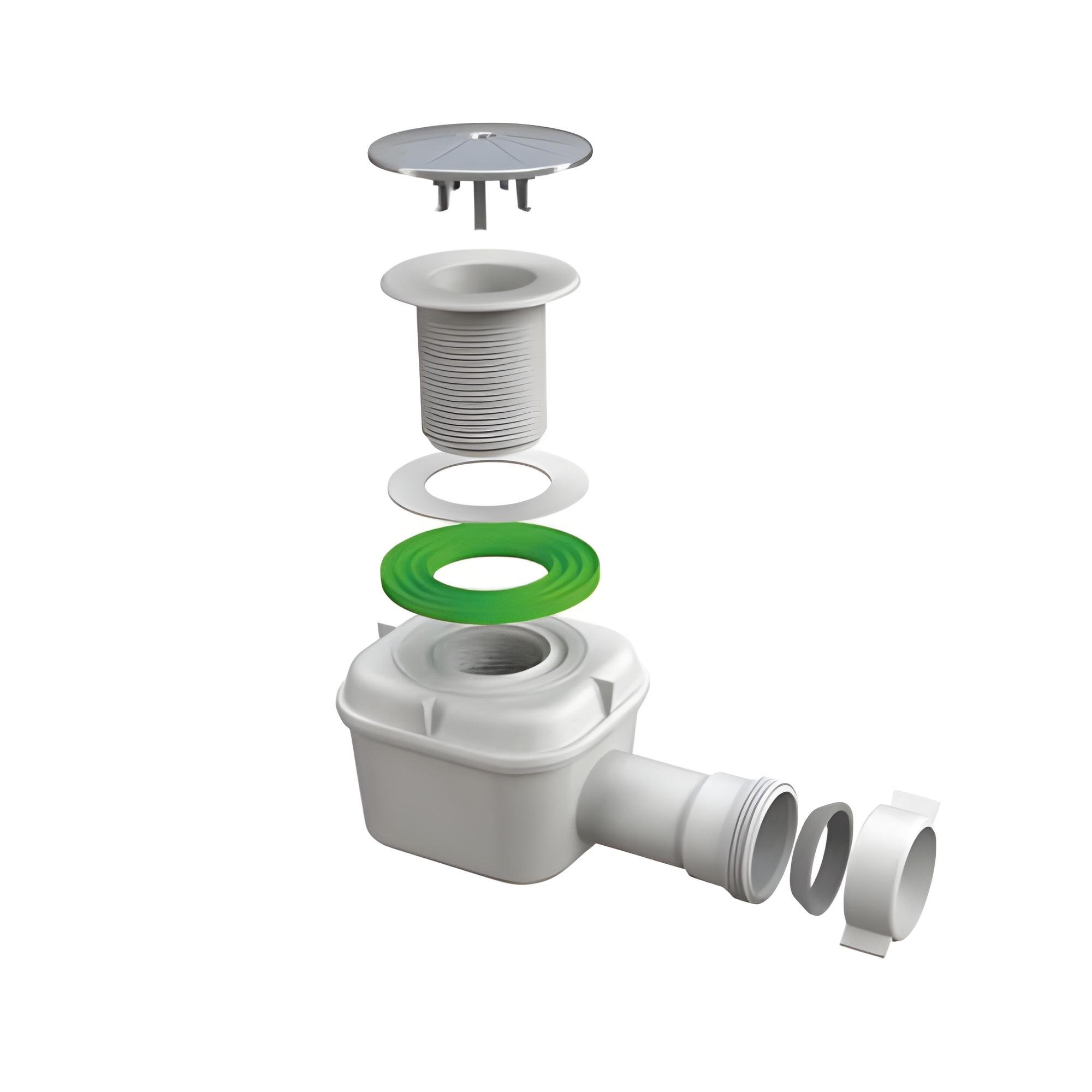 Cифон до душового піддону Aqua Factory d60 кришка ABC зливна трубка d 40 мм Хром (GRM-46866-01)