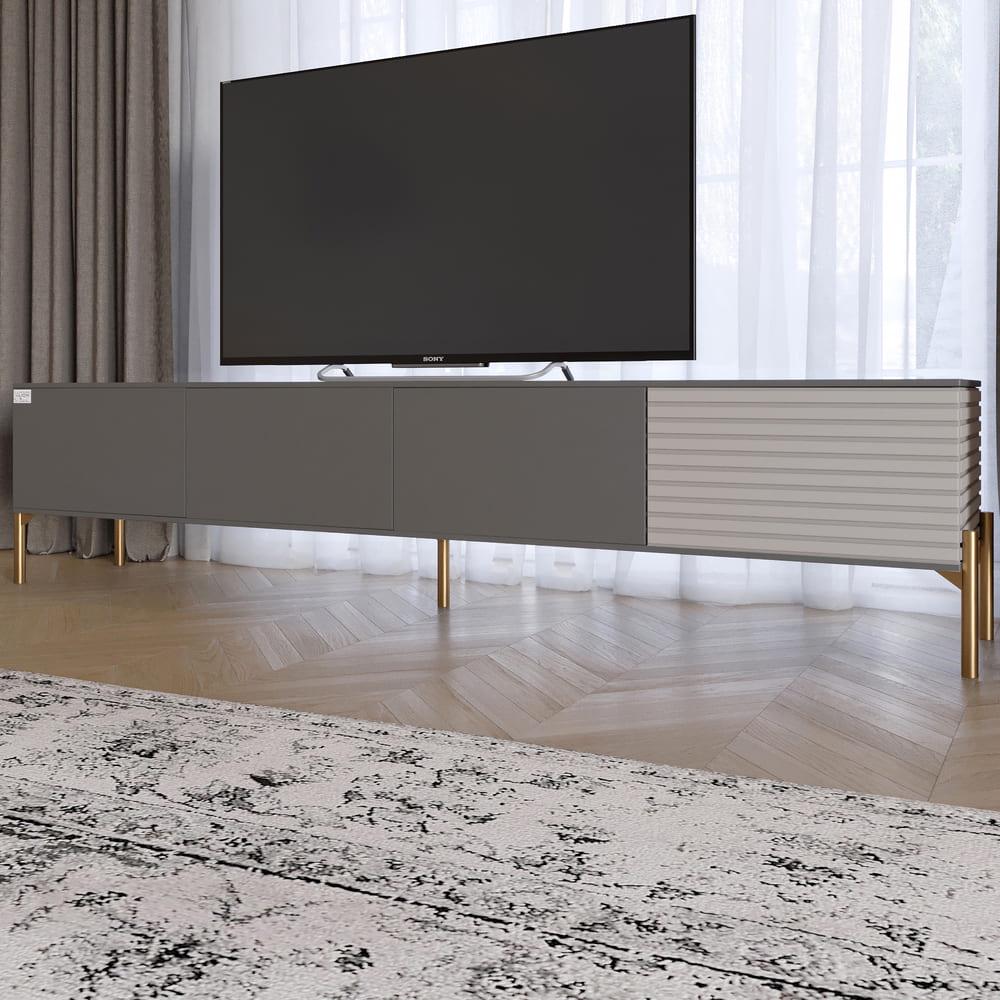 Тумба под телевизор Lion Грей на золотых металлических ножках Антрацит/Кашемир (000-000-2508)