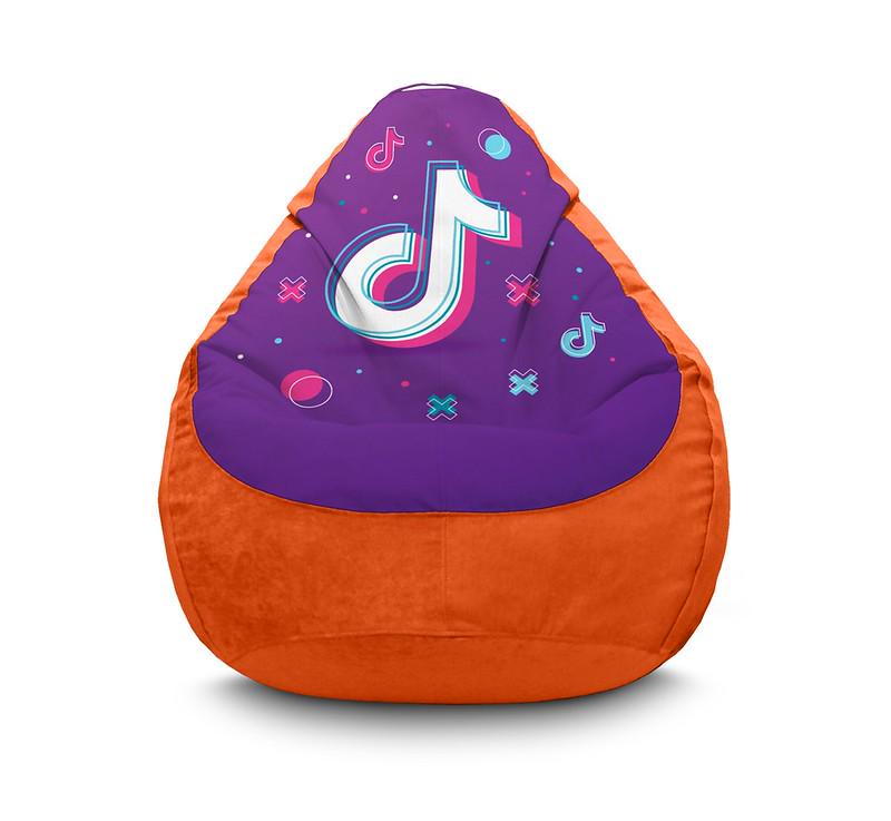 Кресло мешок iPuff Tik Tok Big logo Orange Флок XXXL 100х135 см Оранжевый