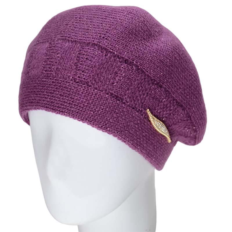 Берет женский Lirus Милена двойной с люрексовой нитью Сиреневый (119213)