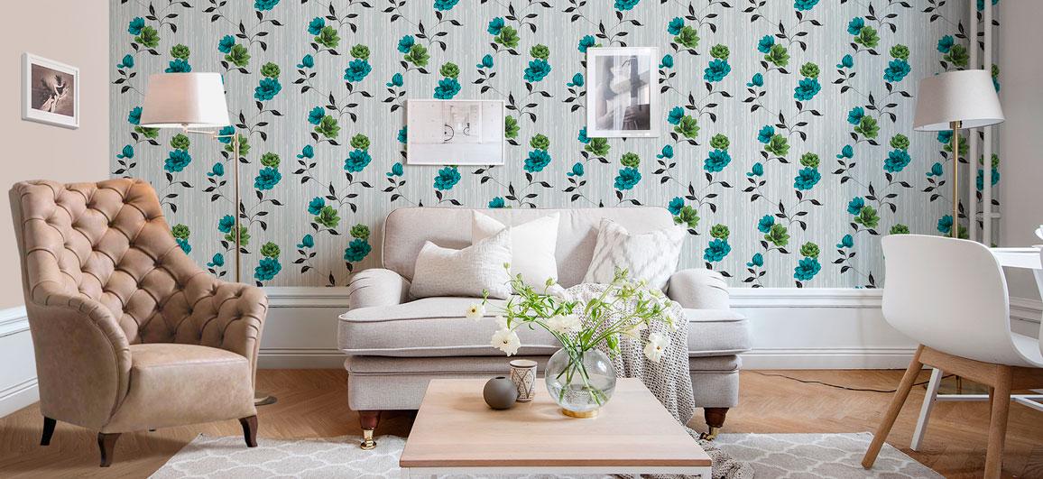 Шпалери паперові Континент Естель Сірий/Бірюзовий (1381) - фото 3