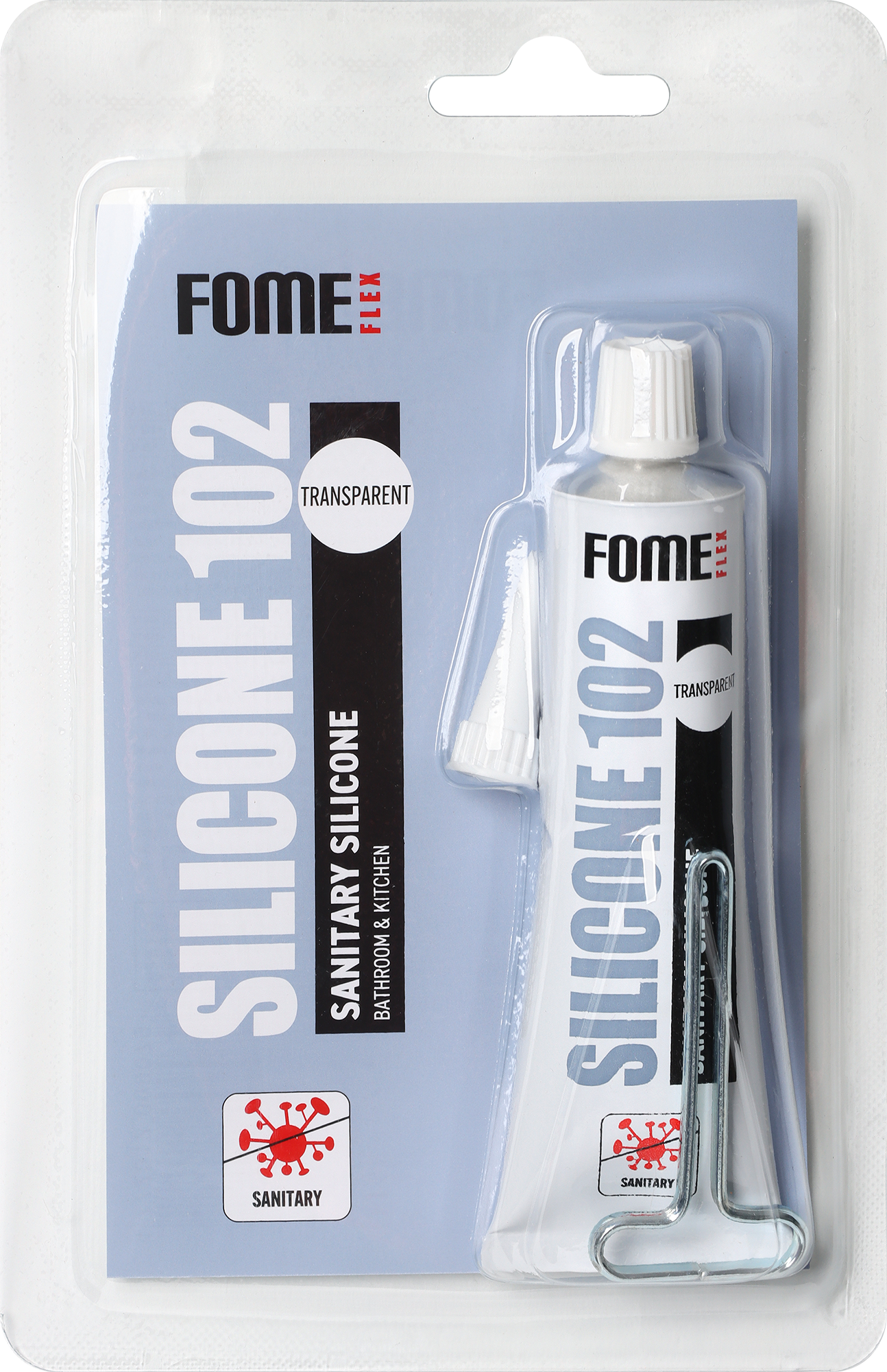 Герметик силиконовый санитарный 60 мл Fome Flex 102 Silicone Прозрачный (01-4-1-152)